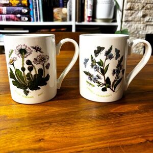 Portmieiron set of 2 Botanic Garden ceramic coffee mugs: Daisy and Speedwell